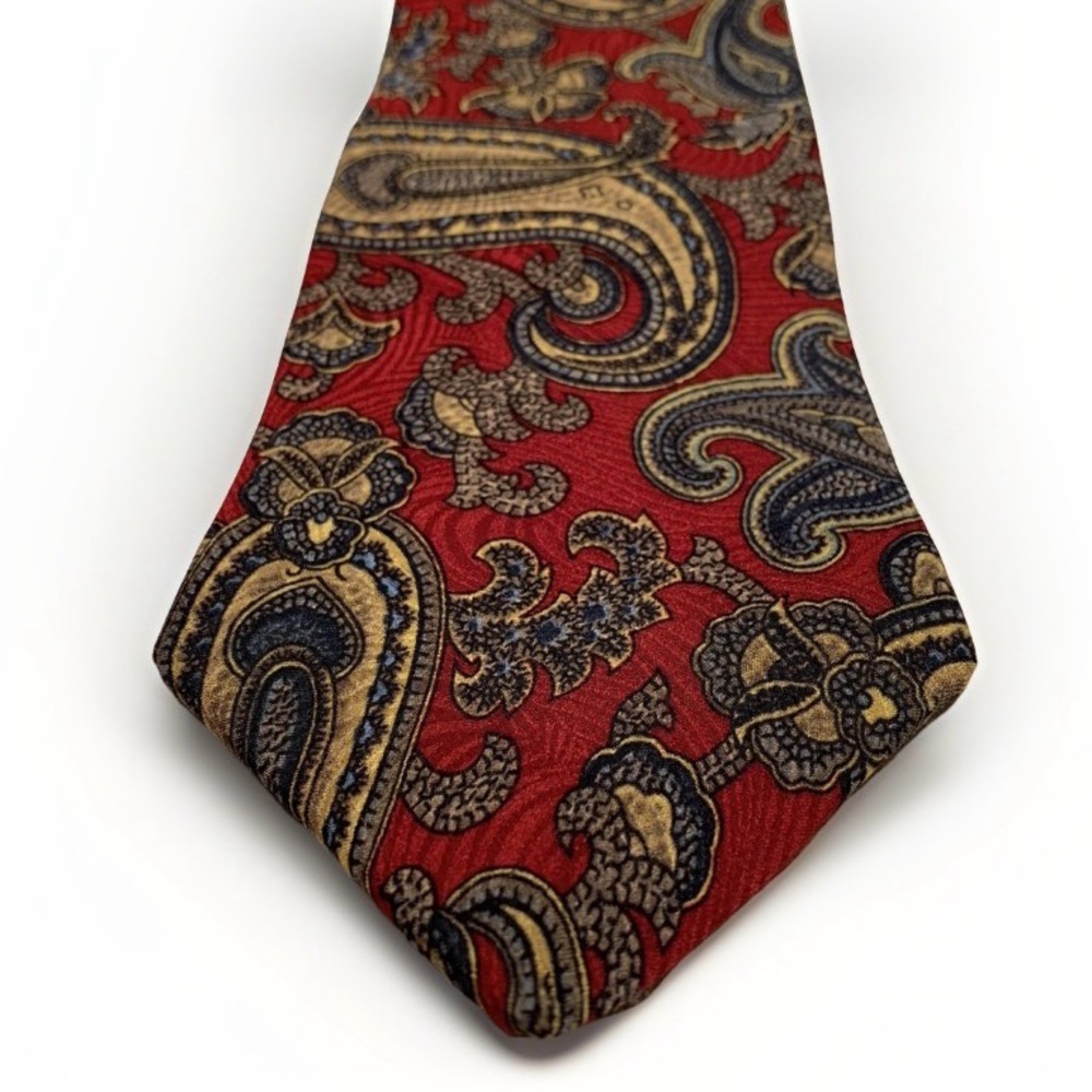 Liberty of London Red Paisley Silk Tie Classic Floral Necktie Made in USA